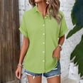 thumbnail image 4 of ZJXFGS Fall Tops for Women 2025 Tops for Women Linen Button Down Blouses Women'S Blouses Dressy Casual Y2K Tops Mint Green 2XL, 4 of 9
