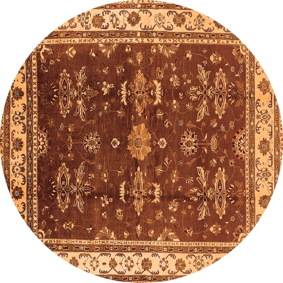 Ahgly Company Indoor Round Oriental Orange Traditional Area Rugs, 6' Round