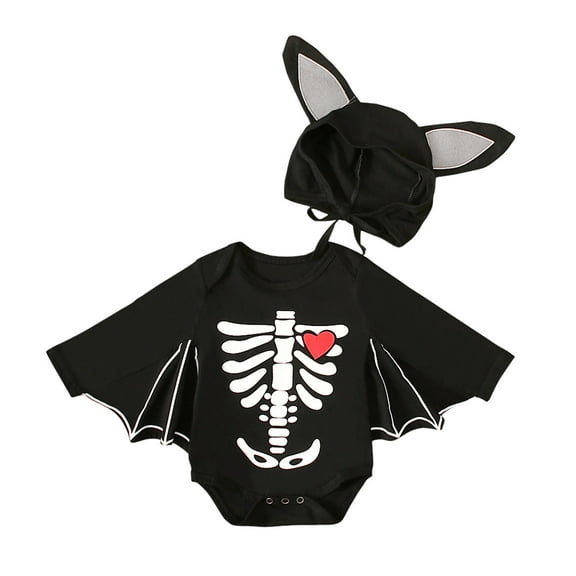 Fesfesfes Infant Onesies for Baby Boys Girls Black Cotton Bat Halloween Hat Jumpsuit Suit Rompers