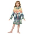 thumbnail image 6 of FORMRS Niños Bathrobe Unisex Hooded Robe Soft Plush Pajamas Sleepwear, Size 7-9T, Floral Mountain, 6 of 7