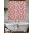 thumbnail image 4 of Coral Pink Morocco Living Room Curtains 2 Panel, Vintage Geometric Plaid Mahbudium Cafe Window Treatment, Extra Long Farmhouse Bedroom Bathroom Kitchen Curtains Drapes 104"x72", 4 of 6
