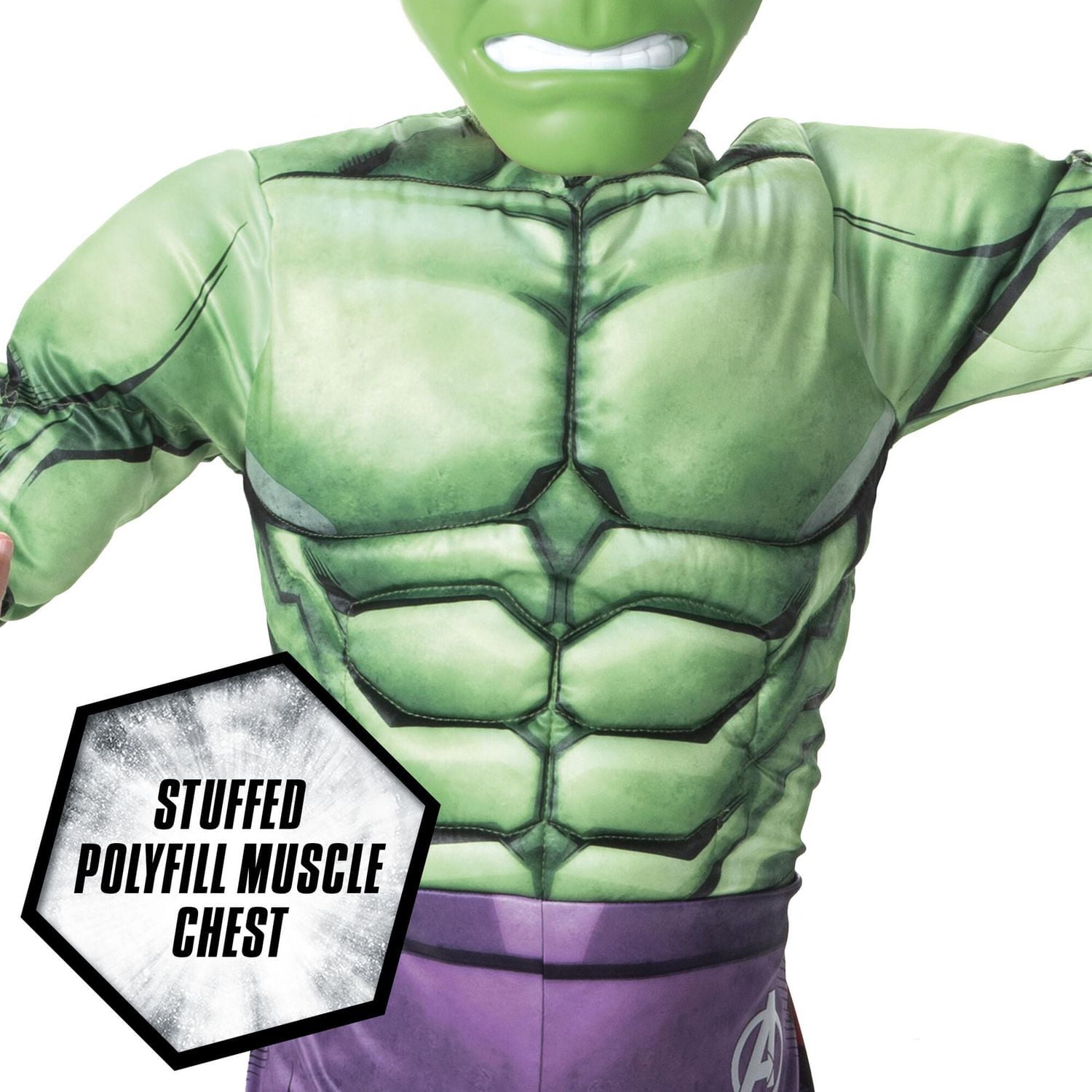 MARVEL’S HULK YOUTH COSTUME - Costume pour enfants avec Motif Imprimé et Demi-Masque 3D