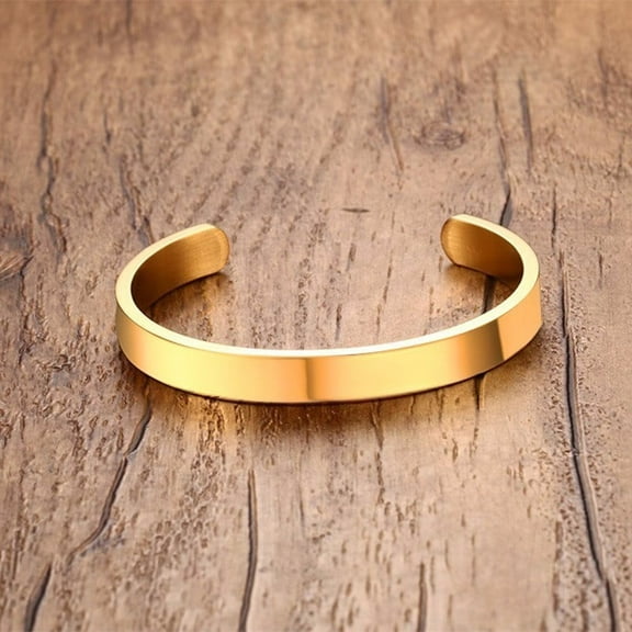 Solid 14K Yellow Gold Flat 6mm 8mm Cuff Bangles for Men Bracelet Brackelts Brazalet Bileklik