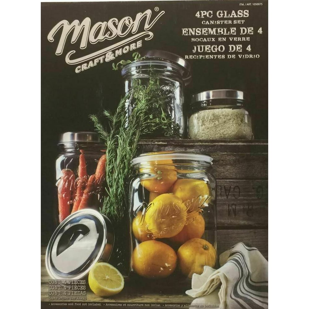 Mason Craft Jars And More 4 Variable Sized Glass Canisters With Lids (4