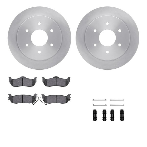 Dynamic Friction Company Rear Brake Rotors with Ultimate Duty Performance Brake Pads includes Hardware 6412-67001