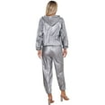 thumbnail image 2 of Alvivi Men Women Sauna Suit Workout Sweatsuit Zip Up Hoodie Slimming Hooded Jacket and Gym Pants Set Silver 3XL, 2 of 7