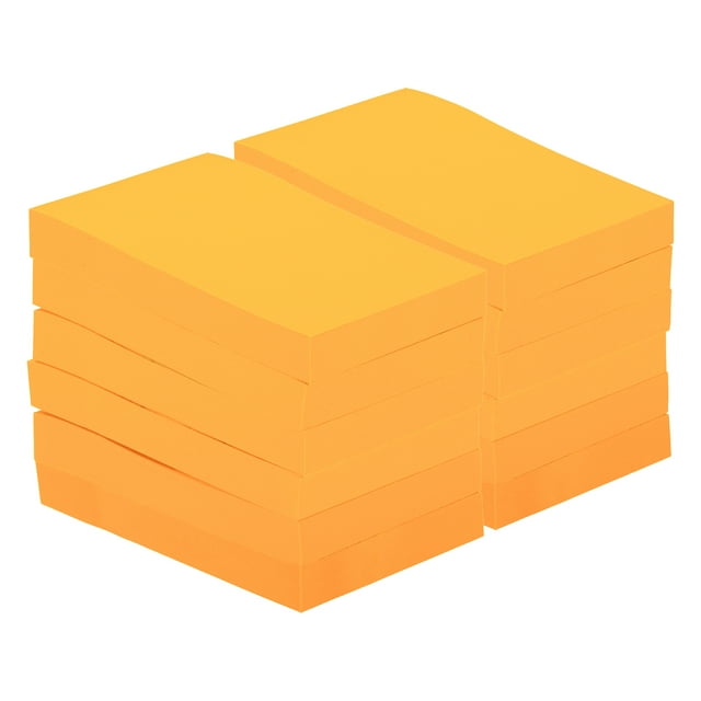 Notas adhesivas fluorescentes Uxcell de 3" x 2", blocs de notas autoadhesivos de 100 hojas/pad, naranja, paquete de 12