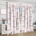 thumbnail image 5 of Pink Bow Curtains, Watercolor Cute Girls Pink Bow Modern Aesthetic Print Window Treatments for Kids Girl Bedroom Bathroom, 52" W X 84" L, 5 of 8