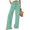 Mint Green women wide leg pants with pockets a1, variant on Cagogo Women Wide Leg Elastic Waist Flowy Pants with Pockets Casual Loose Long Trousers Vacation Beach Lounge Travel Summer Clothes, Dark Gray XL