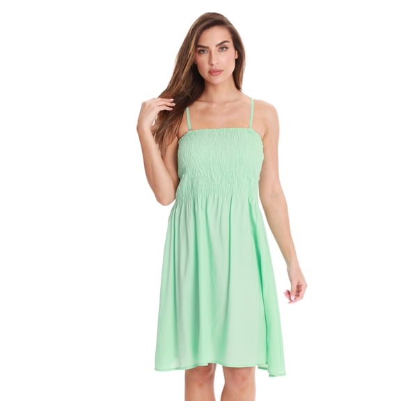 Riviera Sun Solid Short Dress with Smocking 21886-MIN-2X