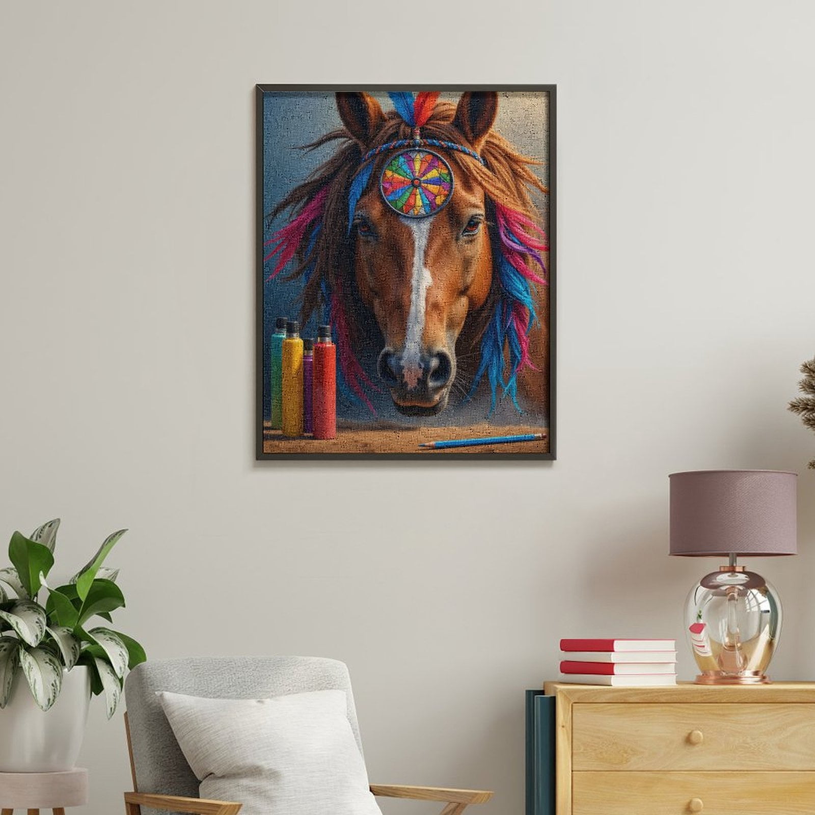 Paint By Numbers Kit for Adults Beginner - DIY Colorful Horse Dreamcatcher Art Canvas Painting Kits for Adults, Frameless Paint By Number for Adults for Home Wall Decor 16x20 Inch