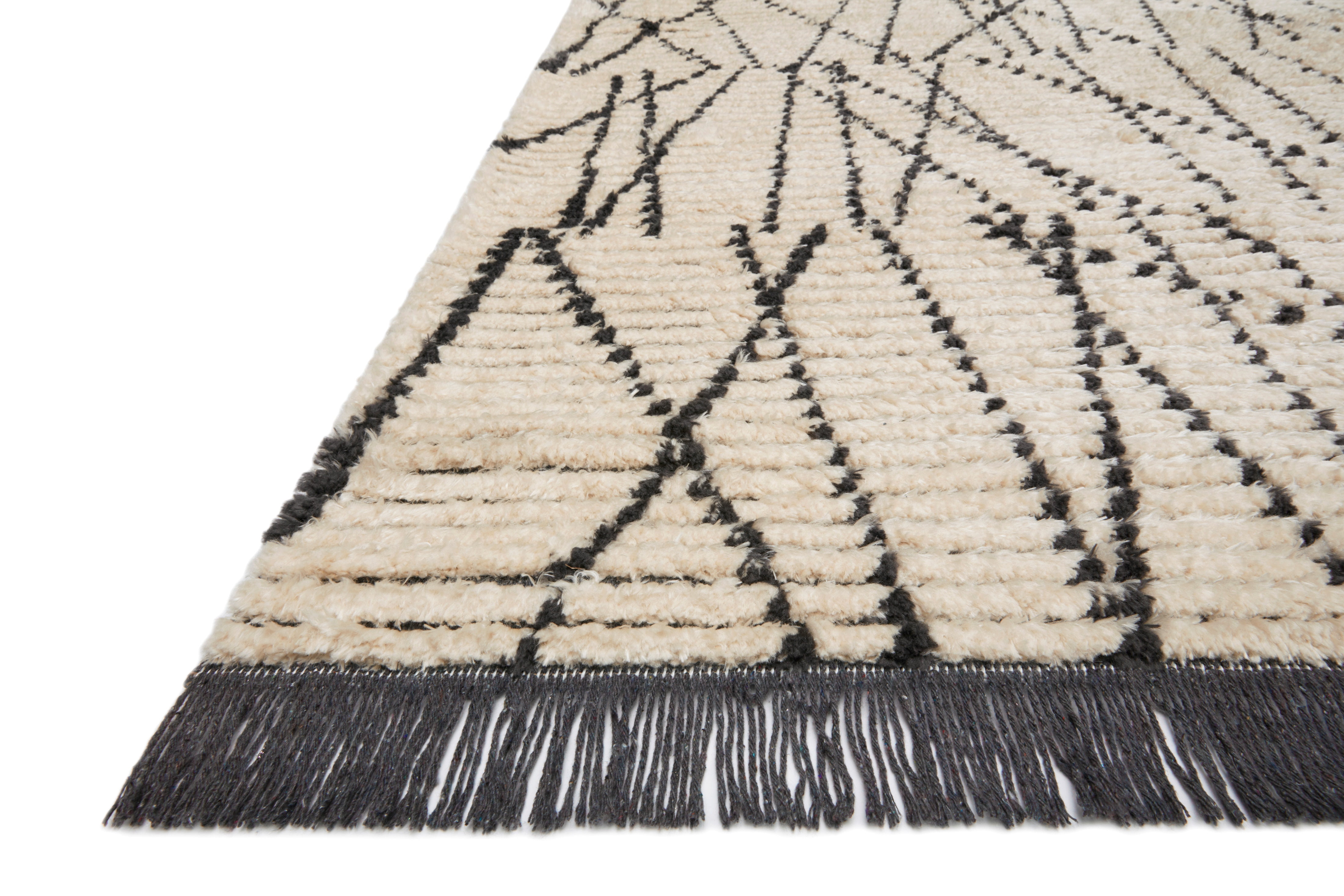 Chris Loves Julia x Loloi Alice Cream/Charcoal 2'-7" x 12'-0" Area Rug