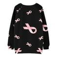 thumbnail image 4 of WREESH Breast Cancer Awareness Sweatshirt For Women Pink Ribbon Print Sweatshirts Casual Long Sleeve Crewneck Pullover Comfy Loose Lightweight Tee Tops Black, 4 of 5