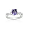 Brilliance Fine Jewelry Oval Treated Amythyst and CZ Twist Ring in Sterling Silver