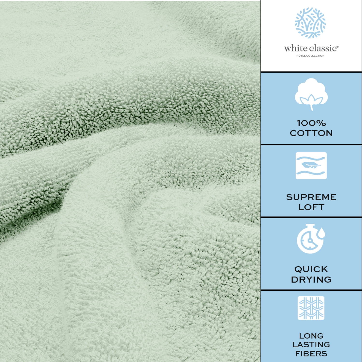 White Classic Hotel Collection Luxury 8-Piece 100% Turkish Cotton Towel Set, Green