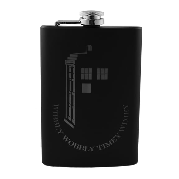 8oz Wibbly Wobbly Black Flask L1