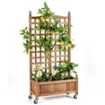 thumbnail image 2 of Patiojoy 2PC 50in Wood Planter Box with Trellis and Wheels Mobile Plant Raised Bed for Indoor&Outdoor, 2 of 7