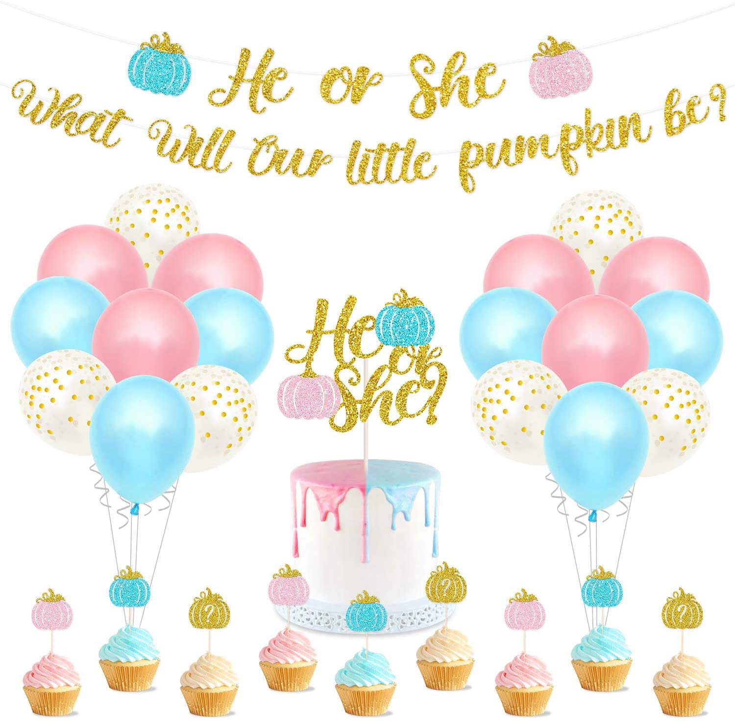 Pumpkin Gender Reveal Backdrop Rustic Wood Blue or Pink Watercolor Pumpkin Gender Reveal Baby Shower Photo Background Boy or Girl Announce Pregnancy Party Decorations Banner Photo Booth Props 7x5ft V 