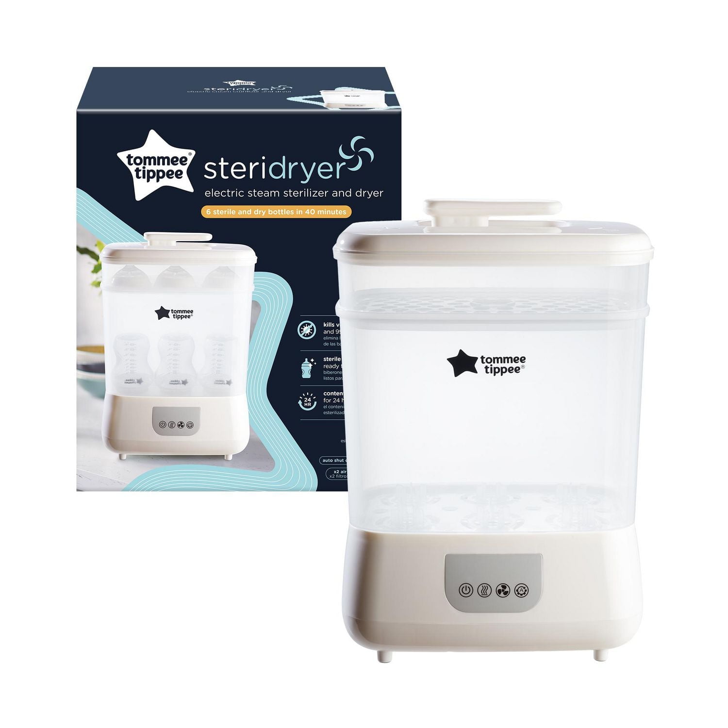 Tommee Tippee Steridryer Electric Steam Sterilizer and Dryer for Baby Bottles and Accessories, Kills Viruses* and 99.9% of Bacteria, White