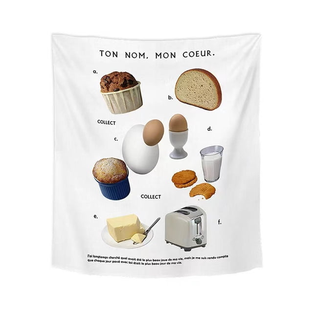 Tapiz de pared Ton Nom Mon Coeur Breakfast Food 100x75 cm