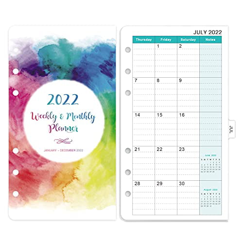 Planner Refills 3-3/4 x 6-3/4 6-Hole Punched 2021 Weekly & Monthly Planner Refill Jan 2021-Dec 2021 A6 Planner Inserts 