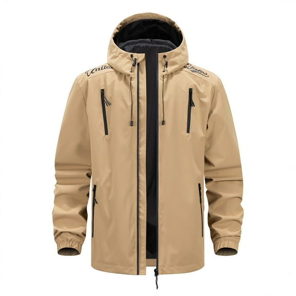 IWRICH Men's Winter Ski Jacket Waterproof Warm Snow Insulated Coat Lined Snowboard Hooded Raincoat Khaki XS