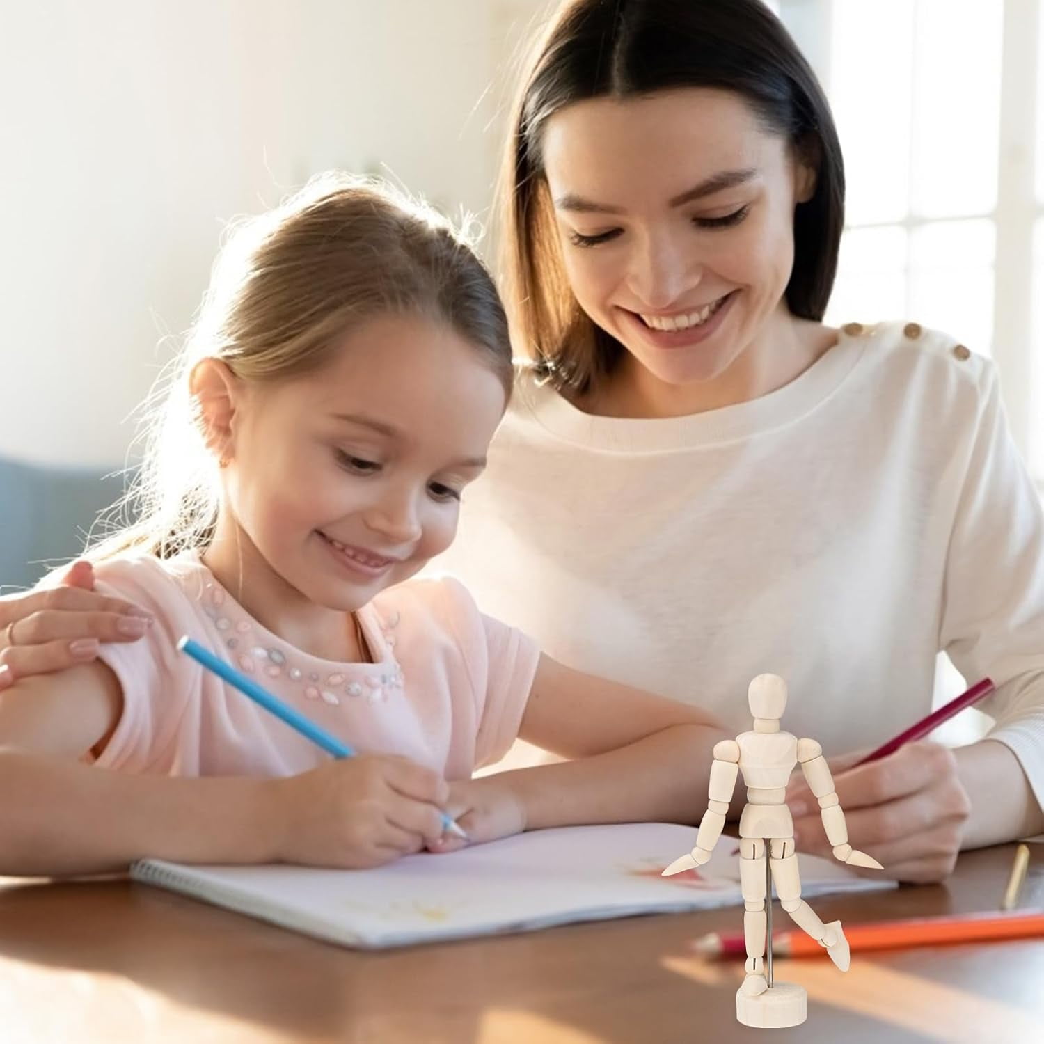 ABCISI 12PCS Artists Wooden Manikin Jointed Mannequin, Drawing Figure Model 4.5 Inches Wooden Mannequin Artist Manikin with Stand for Drawing or Desktop Decor