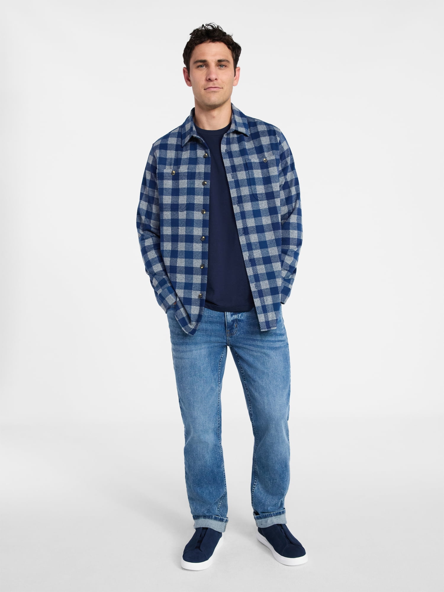 George Men's & Big Men's Knit Overshirt with Long Sleeves, Sizes S-3XL