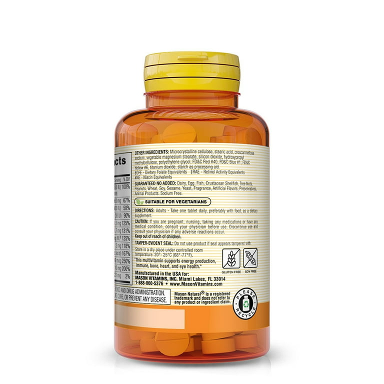 Mason Natural Vitamin B-6 Supplement - 250mg Pyridoxine, 60 Tablets, Supports Metabolism, Nerve & Immune Health