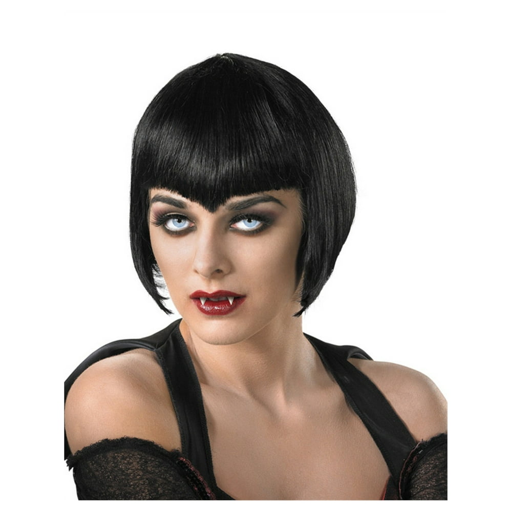 Womens Gothic Emo Vampire Costume Black Wig Pointed Bangs