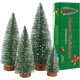 thumbnail image 1 of Mini árbol de Navidad, pequeño pino con bases de madera para decoración de mesa de hogar, fiestas navideñas (verde, 4 piezas), 1 of 4
