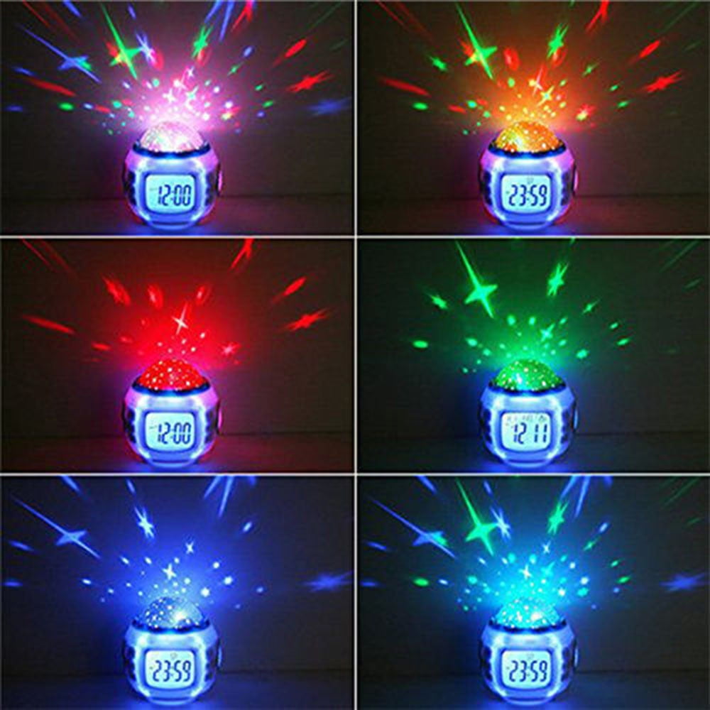 Clocks for Seniors Battery Backup Alarm Clock Led Alarm Clocks for Bedrooms Music Led Star Sky Projection Digital Alarm Clock Calendar Thermometer Kids New