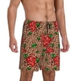 thumbnail image 2 of Kdxio Rose Mix Leopard 1 Print Mens Sleep Shorts Bottoms Soft Comfy Pajama Wear Pants with Drawstring Pockets, 2 of 5