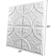 Art3d 12-Pack Glue-up or Lay in Ceiling Tile, 2ft x 2ft PVC Ceiling Tiles 3D Fancy Classic Style in White