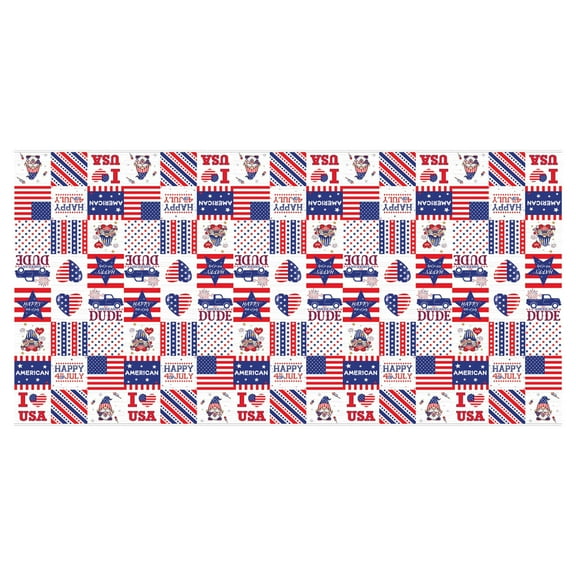 Vikakiooze 4th of July Tablecloth,54*108in Independence Day Memorial Day Table Cover American Flag Star Picnic Table Cover for Party Camping Dinner Decor Supplies