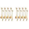 thumbnail image 1 of Juego de 32 cucharas y tenedores de postre, tenedores para tartas, cucharas de café, tenedores para frutas, acero inoxidable, dorado, 1 of 8