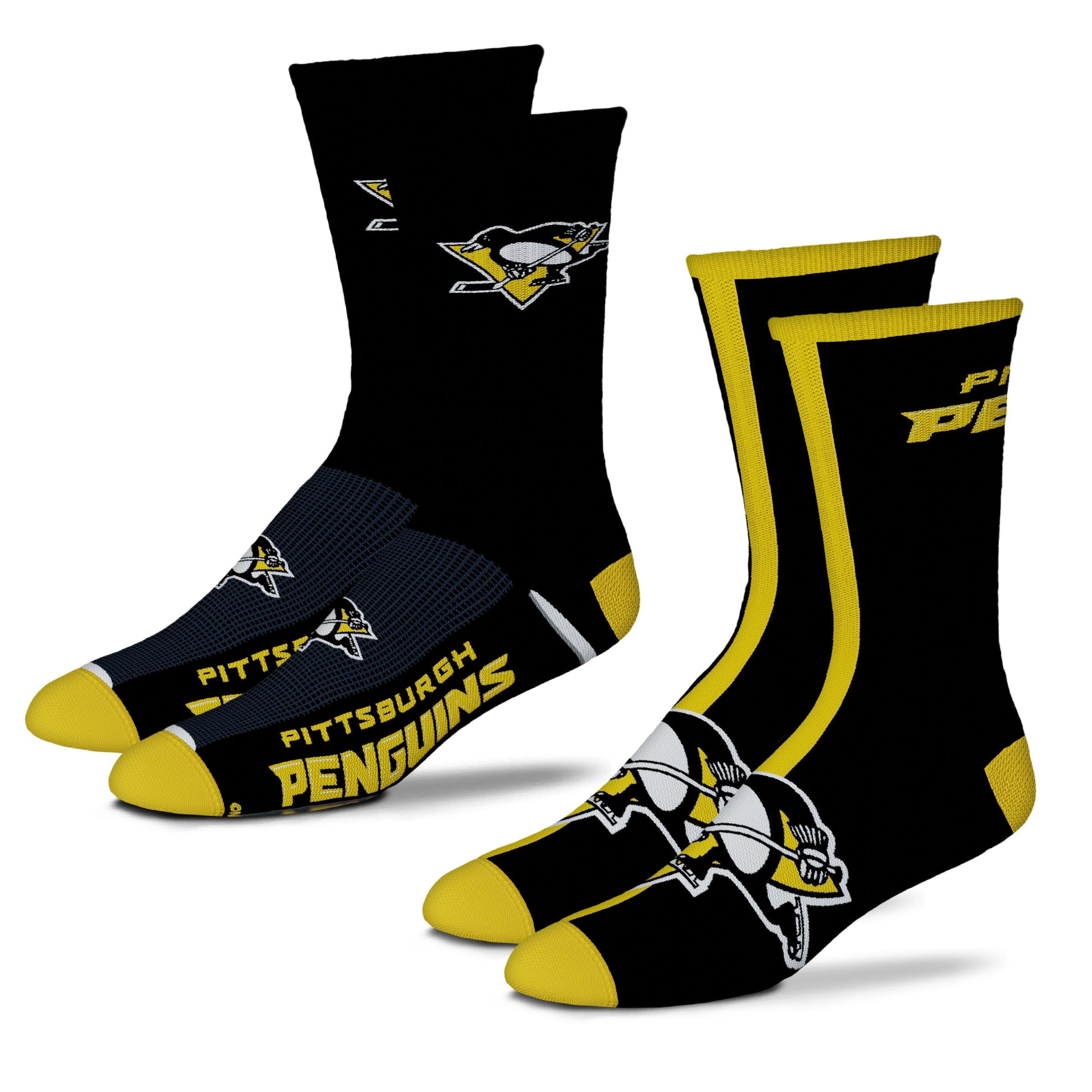 Pittsburgh Penguins Youth 2-Pack Team Crew Socks - (Approx. Age 4-8 Yrs ...