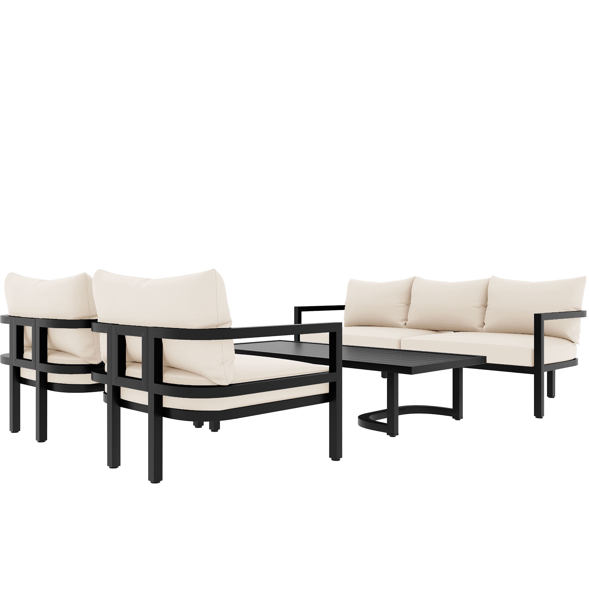Euroco Multi-person Outdoor Steel Sofa Set, Waterproof, Anti-rust and Anti-uv, Suitable for Gardens and Lawns
