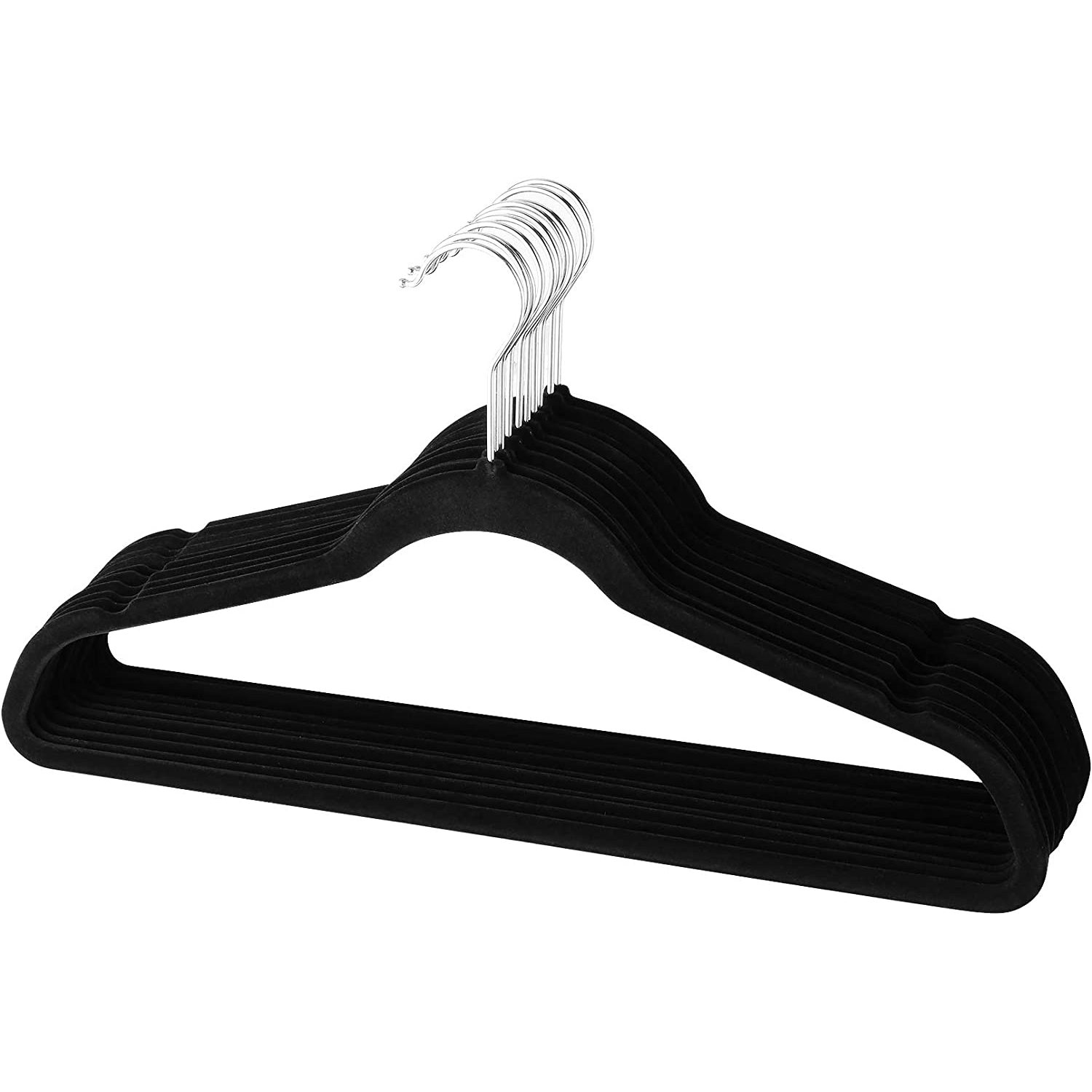 Velvet Clothes Hangers, 10 Pack Black Clothes Hangers, NonSlip Hangers for Suit, Dress, Top