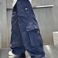thumbnail image 4 of LIIPEE Boys Cargo Pants Kids Casual Solid Color Drawstring Waist Baggy Wide Leg Trousers With Pockets Comfortable Breathable Fashion Versatile Bottoms,13-14 Years, 4 of 4