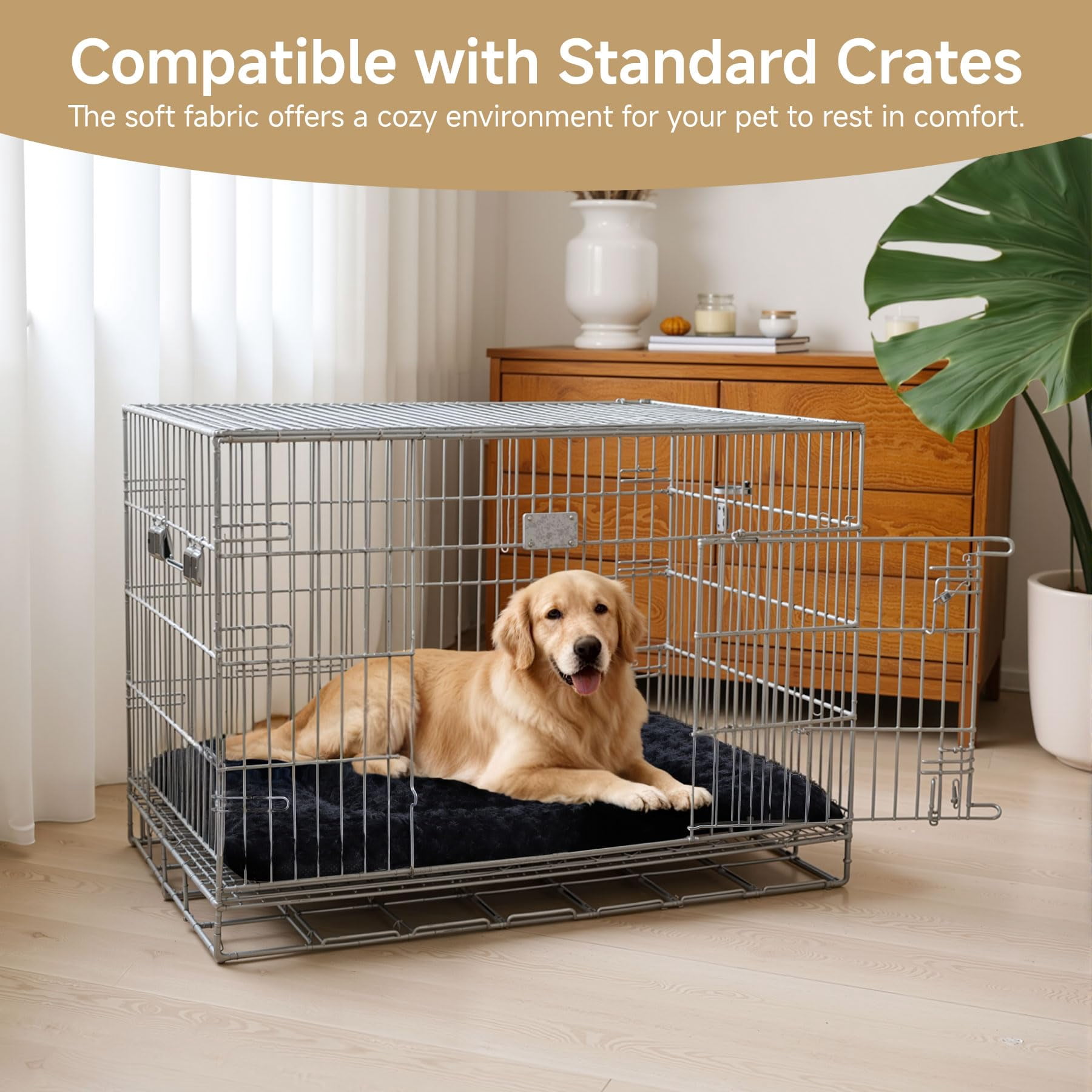 Dog Bed Mat Ultra Soft Crate Pad Comfy Fluffy Pet Kennel Beds Sleeping Mattress For Large Jumbo Medium Small Dogs 36 X 23 Inch Black