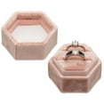 thumbnail image 3 of Hexagon Premium Velvet Double Ring Box for Wedding Ceremony(Blush Peach), 3 of 6