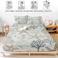 thumbnail image 5 of Twin XL Size Fitted Sheet Set - Aqua Teal Coastal 2 Piece Bedding Sets 16" Deep Pocket Fitted Sheet with 1 Pillowcases, Summer Beach Starfish Coral Nautical Rustic Brushed Microfiber Hotel Bed Sheets, 5 of 9