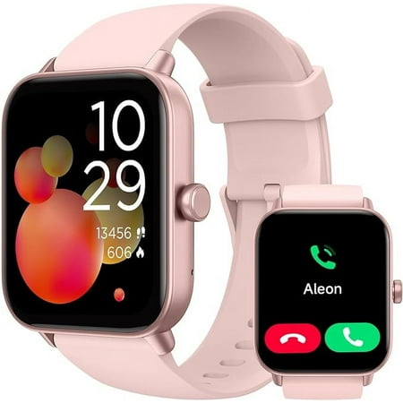 TOOBUR Smart Watch for Women Men, 1.8'' Touchscreen, Fitness Tracker Smartwatch, Answer/Make Calls, Compatible Android IOS, IP68 Waterproof, Pink