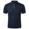 thumbnail image 1 of Camisas de Golf de los Hombres de Color Sólido 3 Botones Se Levantan Cuello, Manga Corta de Poliéster Transpirable para Oficina, Gimnasio Y Desgaste Callejero, 1 of 5