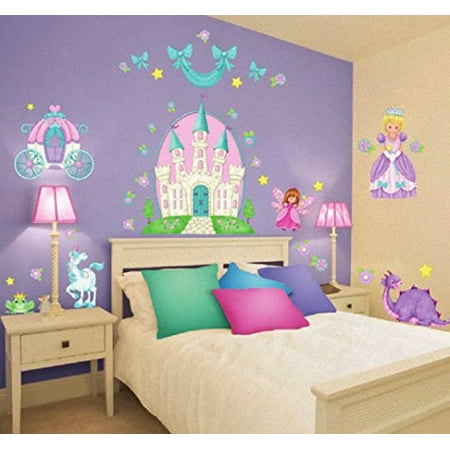 Princess Camryn Stickers Wall Decals Children Bedroom Decor Castle Carriage Fairies Unicorn