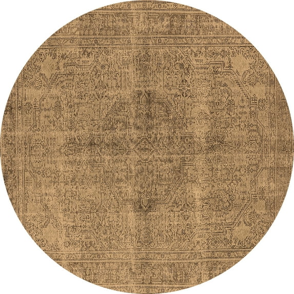 Ahgly Company Indoor Round Oriental Brown Industrial Area Rugs, 5' Round