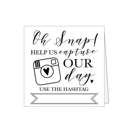 25 Black and White Wedding Instagram Hashtag Signs, Vintage Table Top Place Cards or Photo Booth Oh Snap Sign, Quotes for Wedding, Wedding Reception or Ceremony Decor