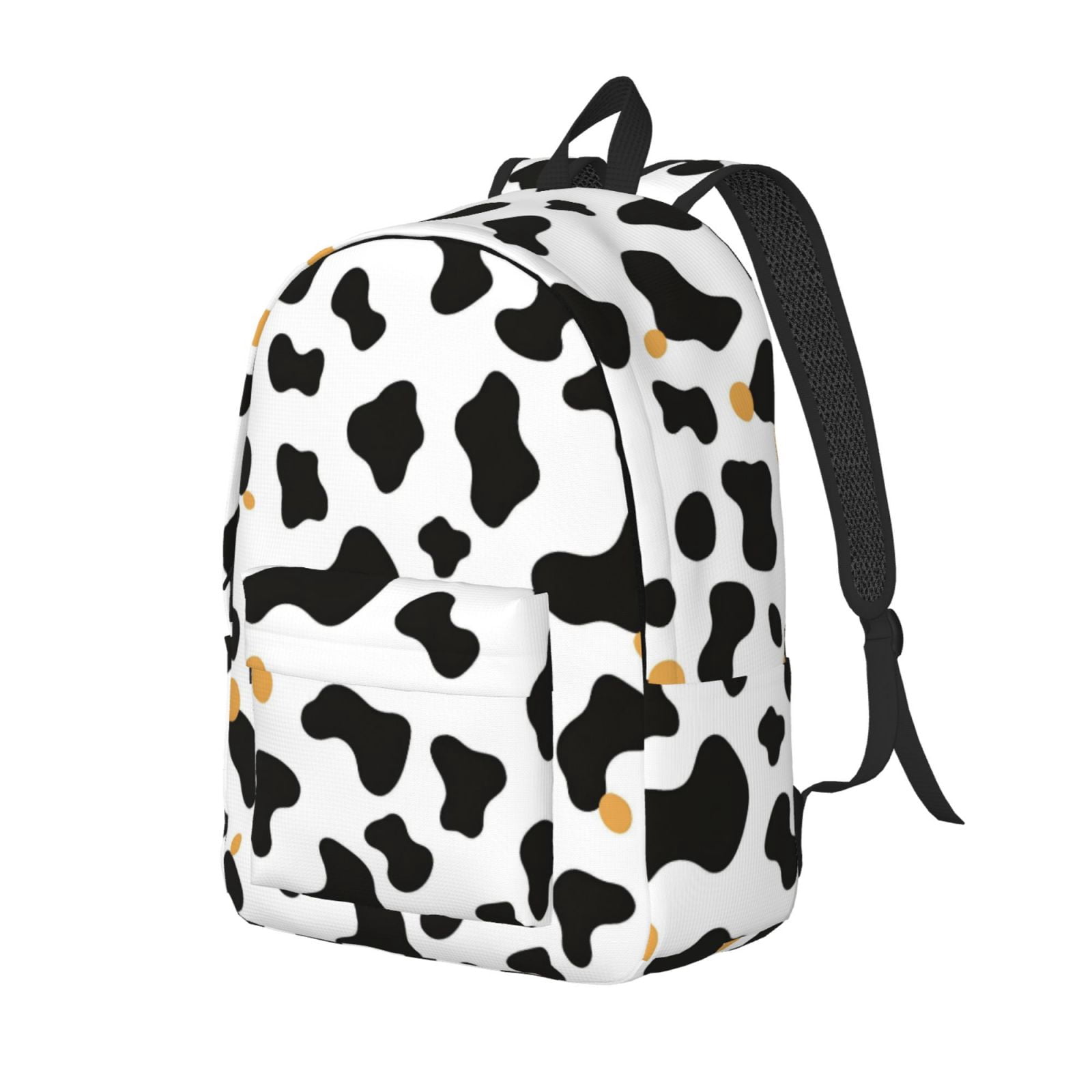 Casual Canvas Backpack Without Interlayer Large Capacity Stick Bag Design For Outdoor Shopping Office Outdoor Sports Simple Cow Print Pattern, Vector Art Style_2 Medium