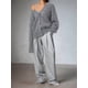 thumbnail image 4 of Cárdigan de Mujer, Suéter de Larga, Cárdigan con Botones y Cuello en V, Prenda de Punto de Moda. Gris Oscuro S, 4 of 8